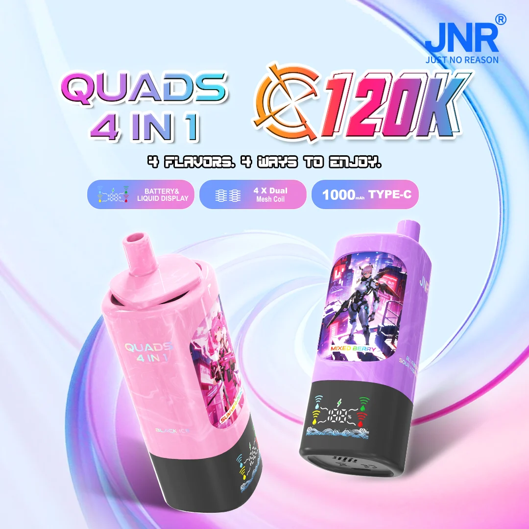 JNR Vapes Quads 4 in1 120k Puffs 120000 Rechargeable