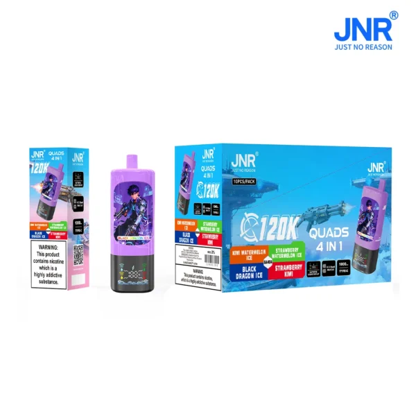 JNR Vapes Quads 4 in1 120k Puffs 120000 Rechargeable